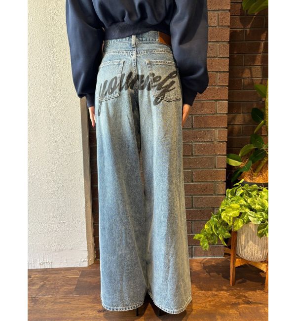 EVRIS「バックロゴワイドデニムパンツ」|デニム|アイスブルー