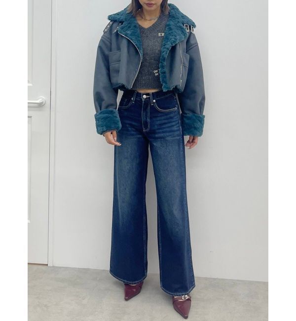 EVRIS「バックロゴワイドデニムパンツ」|デニム|