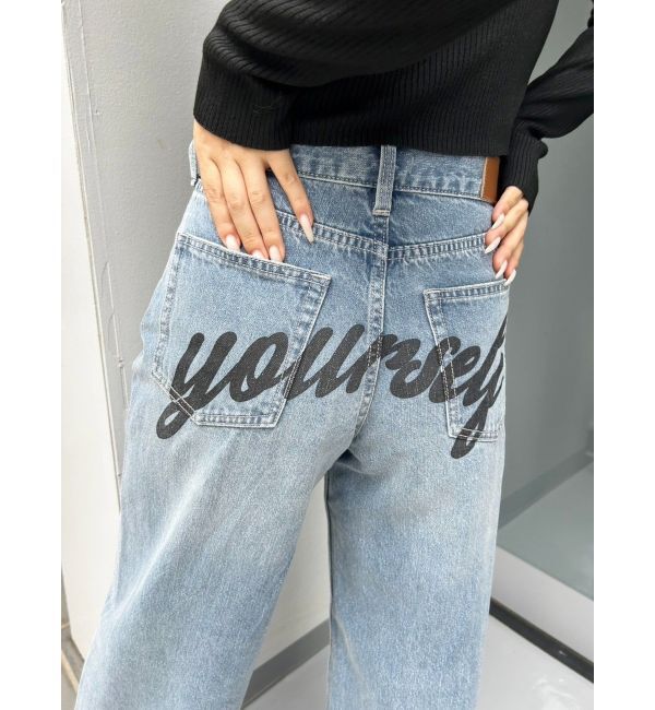 EVRIS「バックロゴワイドデニムパンツ」|デニム|