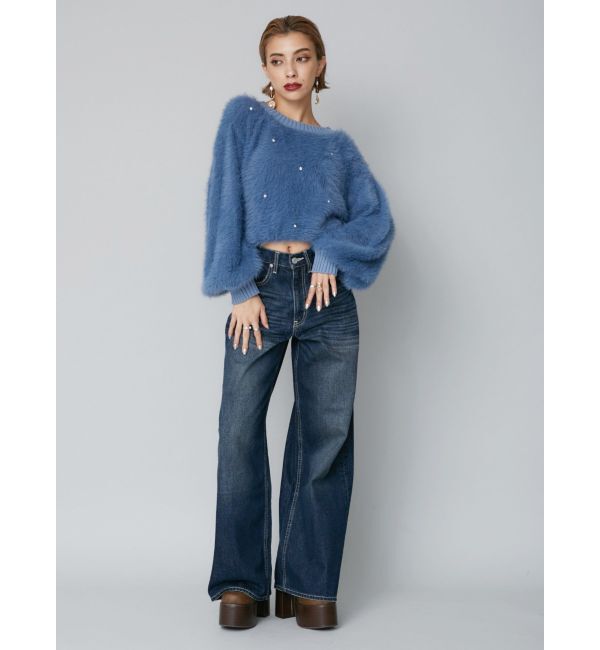 EVRIS「バックロゴワイドデニムパンツ」|デニム|