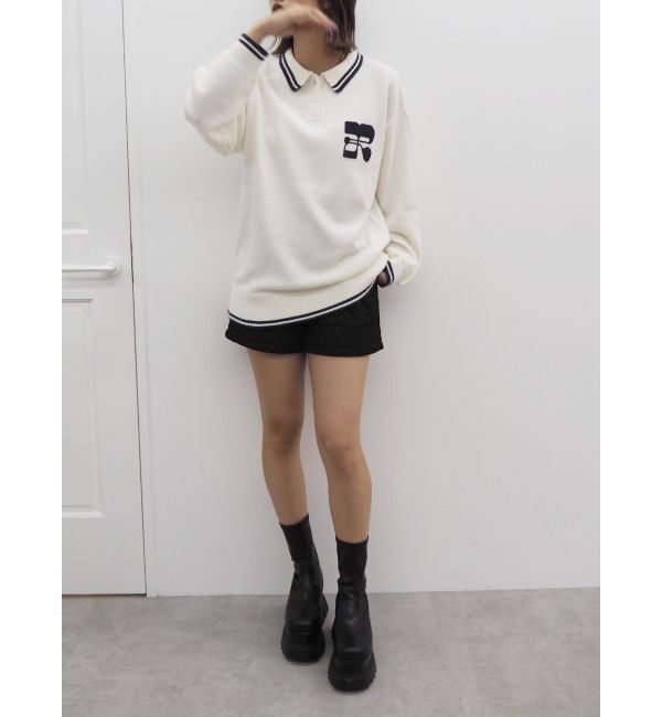 EVRIS「ワンポイントポロニットトップス」|ニット・セーター|