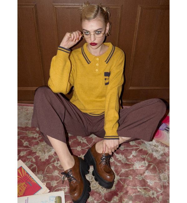 EVRIS「ワンポイントポロニットトップス」|ニット・セーター|