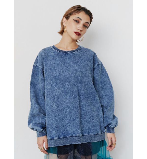 EVRIS「HEART PRINT DENIMトップス」|スウェット・ジャージ|