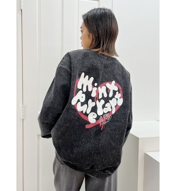 EVRIS「HEART PRINT DENIMトップス」|スウェット・ジャージ|
