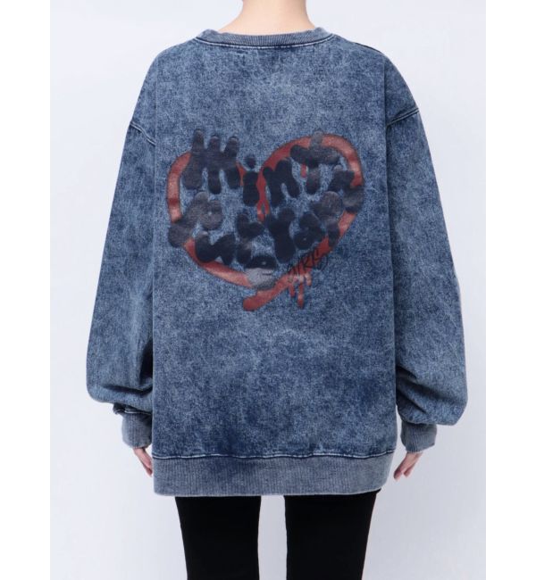 EVRIS「HEART PRINT DENIMトップス」|スウェット・ジャージ|