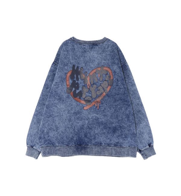EVRIS「HEART PRINT DENIMトップス」|スウェット・ジャージ|