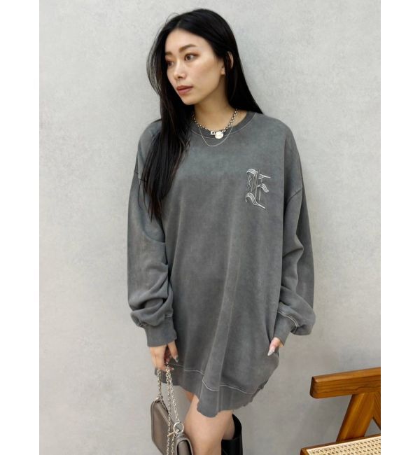 EVRIS「Eロゴピグメントオーバーサイズスウェット」|スウェット・ジャージ|グレー