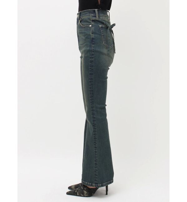 EVRIS「バックリボンフレアデニムパンツ」|デニム|