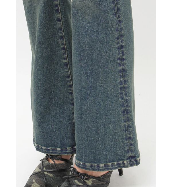 EVRIS「バックリボンフレアデニムパンツ」|デニム|