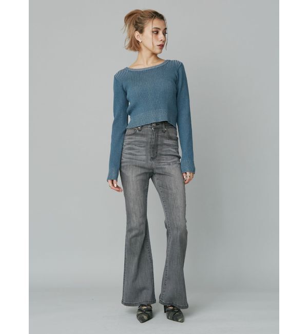 EVRIS「バックリボンフレアデニムパンツ」|デニム|