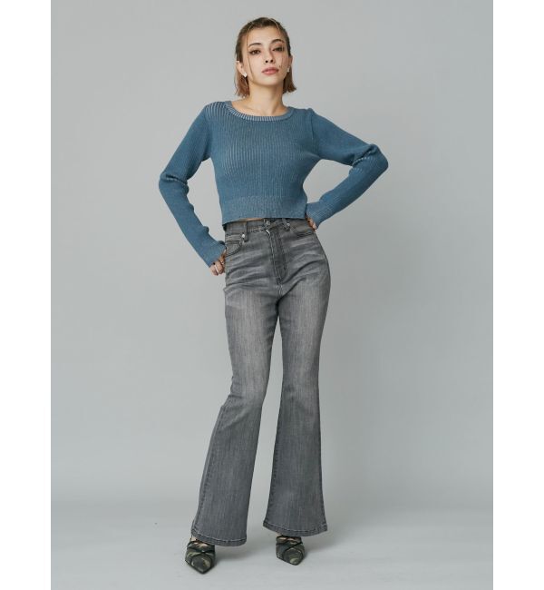 EVRIS「バックリボンフレアデニムパンツ」|デニム|