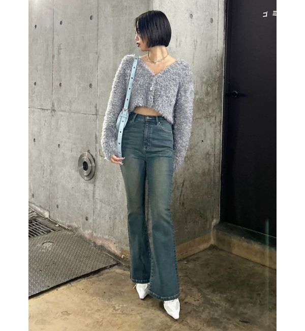 EVRIS「バックリボンフレアデニムパンツ」|デニム|