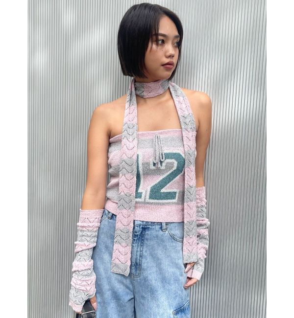 EVRIS「ストールSETニットトップス」|ニット・セーター|ピンク