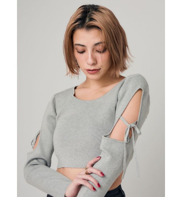 EVRIS「オープンアームリボンニットトップス」|ニット・セーター|