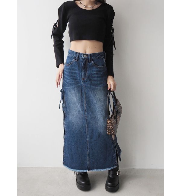 EVRIS「オープンアームリボンニットトップス」|ニット・セーター|