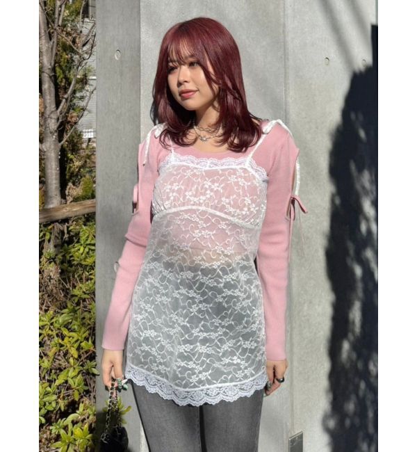 EVRIS「オープンアームリボンニットトップス」|ニット・セーター|