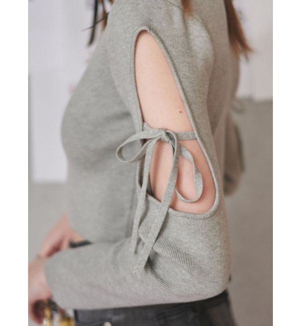 EVRIS「オープンアームリボンニットトップス」|ニット・セーター|