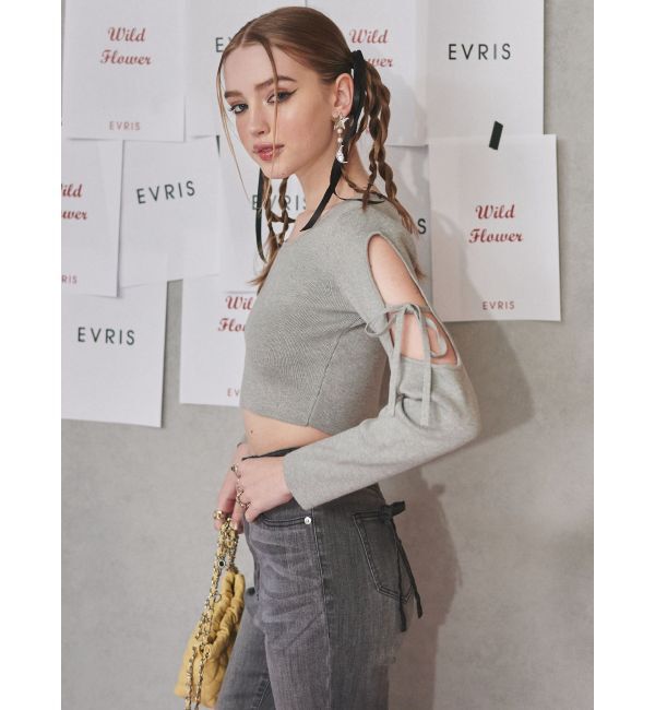 EVRIS「オープンアームリボンニットトップス」|ニット・セーター|