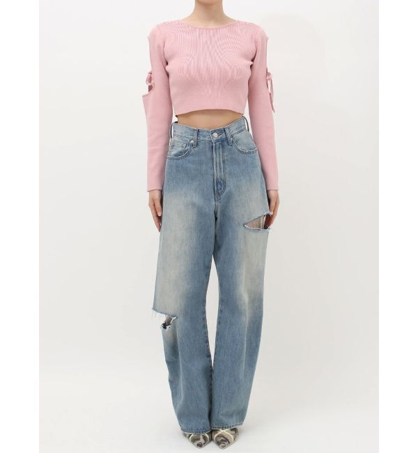 EVRIS「オープンアームリボンニットトップス」|ニット・セーター|