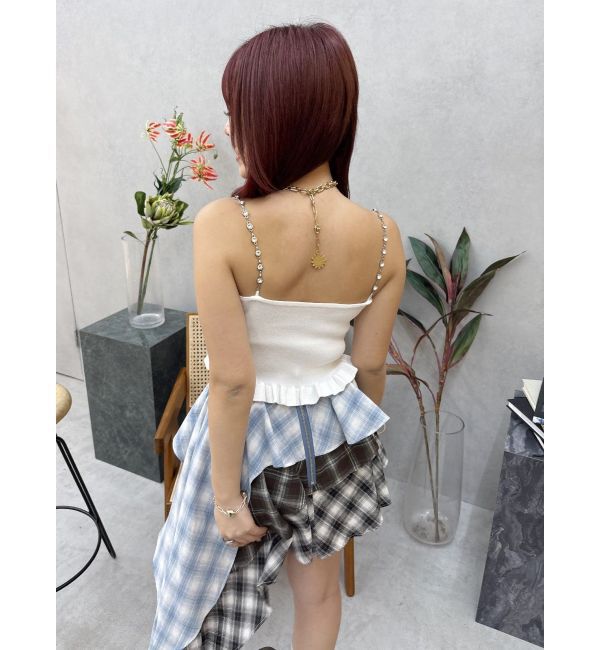 EVRIS「ランダムチェックアシンメトリーミニスカート」|スカート|