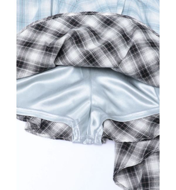 EVRIS「ランダムチェックアシンメトリーミニスカート」|スカート|