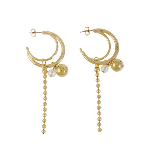 EVRIS「チェーンコンビアシンメトリーピアス」|ピアス|ゴールド