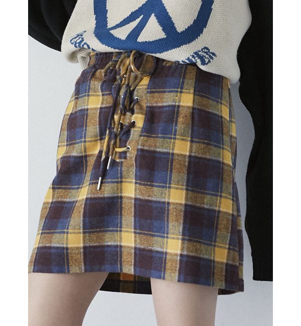 jouetie「レースアップボックスミニスカート」|スカート|イエロー