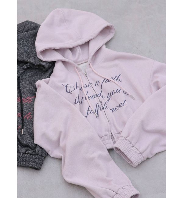 jouetie「ラメクロップドZIPフーディー」|パーカー|ピンク