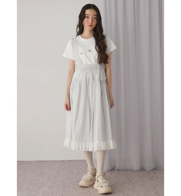 merry jenny「ストライプリボンフレアジャンスカ」|ジャンパースカート|