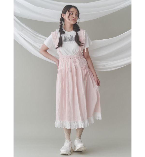 merry jenny「ストライプリボンフレアジャンスカ」|ジャンパースカート|