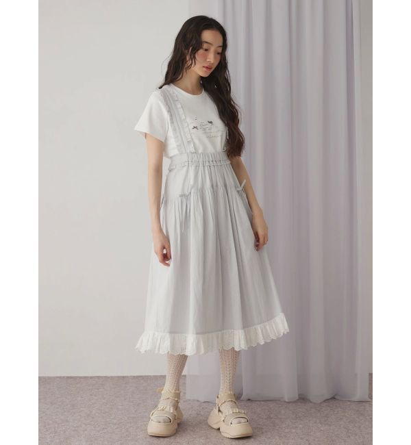 merry jenny「ストライプリボンフレアジャンスカ」|ジャンパースカート|