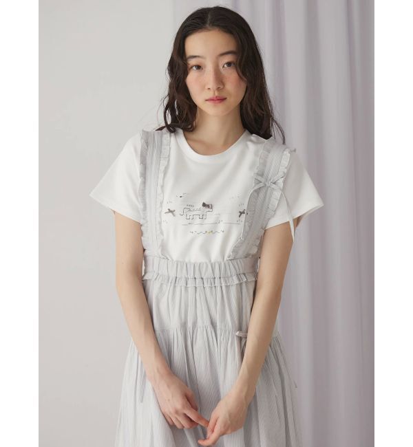 merry jenny「ストライプリボンフレアジャンスカ」|ジャンパースカート|