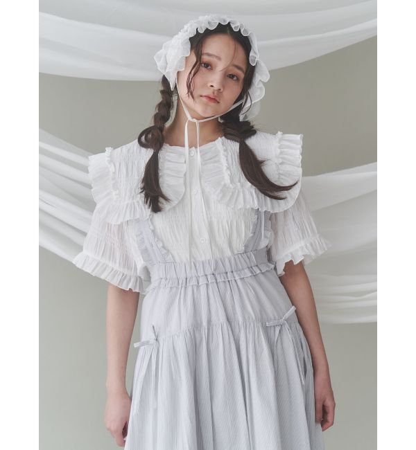 merry jenny「ストライプリボンフレアジャンスカ」|ジャンパースカート|