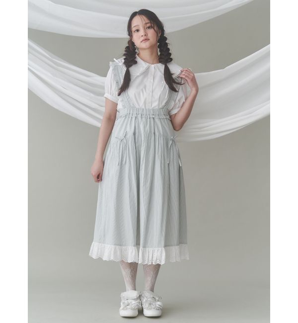 merry jenny「ストライプリボンフレアジャンスカ」|ジャンパースカート|