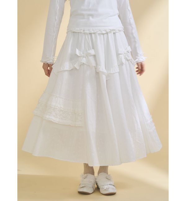 merry jenny「デコラティブリボンフレアスカート」|スカート|オフホワイト