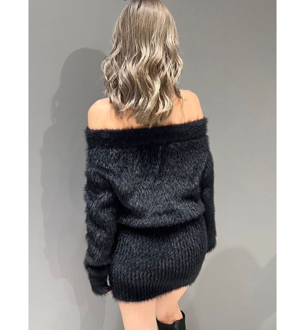 GYDA「オフショルデザインシャギーニットワンピース」|ワンピース|