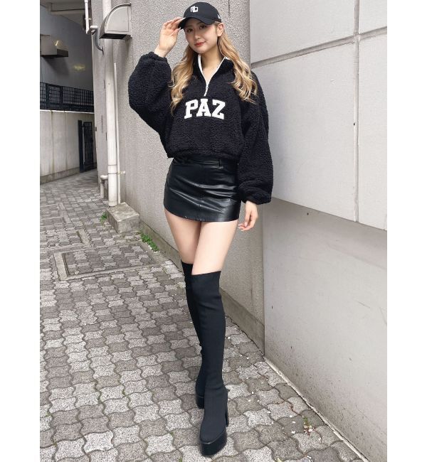 GYDA「PAZハーフZIPボアショートトップス」|Tシャツ・カットソー|