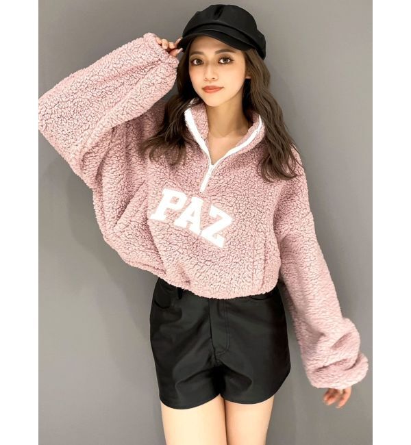 GYDA「PAZハーフZIPボアショートトップス」|Tシャツ・カットソー|