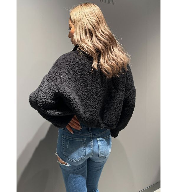 GYDA「PAZハーフZIPボアショートトップス」|Tシャツ・カットソー|