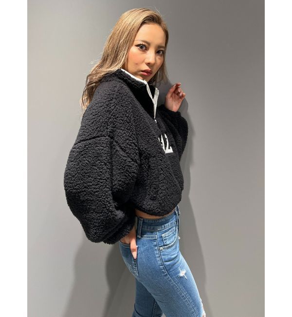 GYDA「PAZハーフZIPボアショートトップス」|Tシャツ・カットソー|