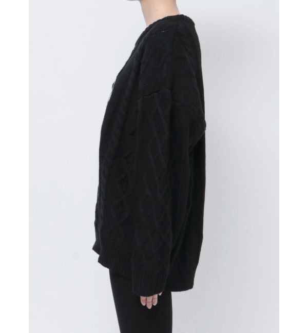 GYDA「BIG GYGYロゴ刺繍ケーブルニットトップス」|ニット・セーター|