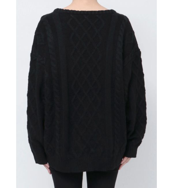 GYDA「BIG GYGYロゴ刺繍ケーブルニットトップス」|ニット・セーター|