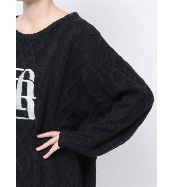 GYDA「BIG GYGYロゴ刺繍ケーブルニットトップス」|ニット・セーター|