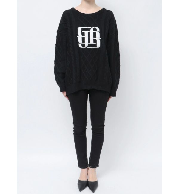 GYDA「BIG GYGYロゴ刺繍ケーブルニットトップス」|ニット・セーター|