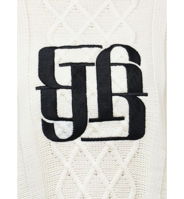 GYDA「BIG GYGYロゴ刺繍ケーブルニットトップス」|ニット・セーター|