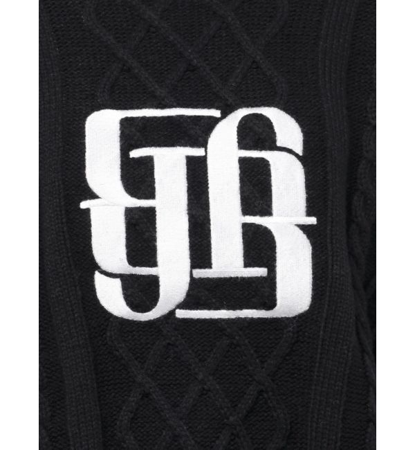 GYDA「BIG GYGYロゴ刺繍ケーブルニットトップス」|ニット・セーター|