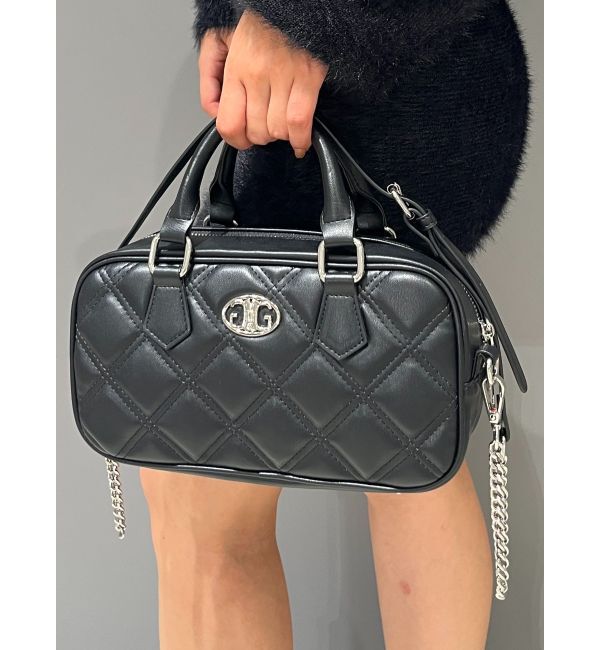 GYDA「キルティングrectangle BAG」|ハンドバッグ|ブラック