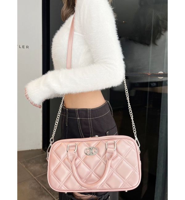 GYDA「キルティングrectangle BAG」|ハンドバッグ|ピンク