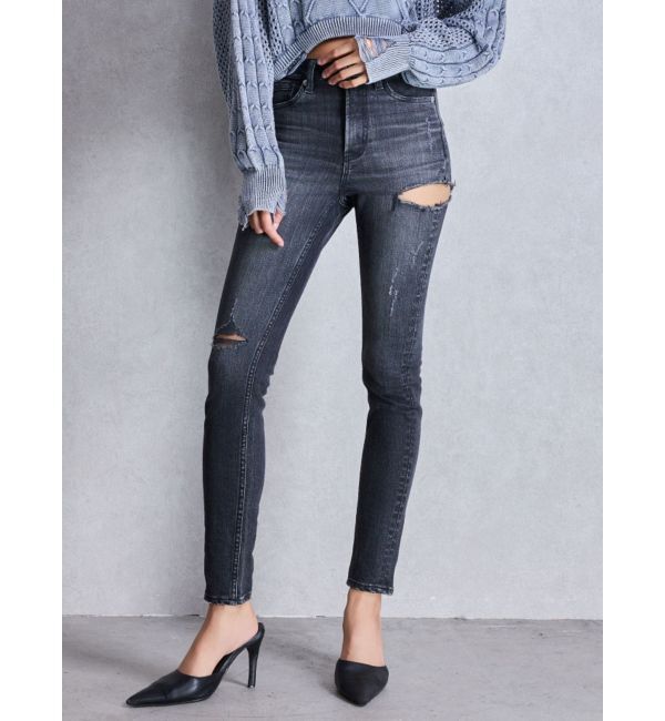 GYDA「ミドルウエストSIDE RIPPEDスキニーデニムパンツ」|デニム|