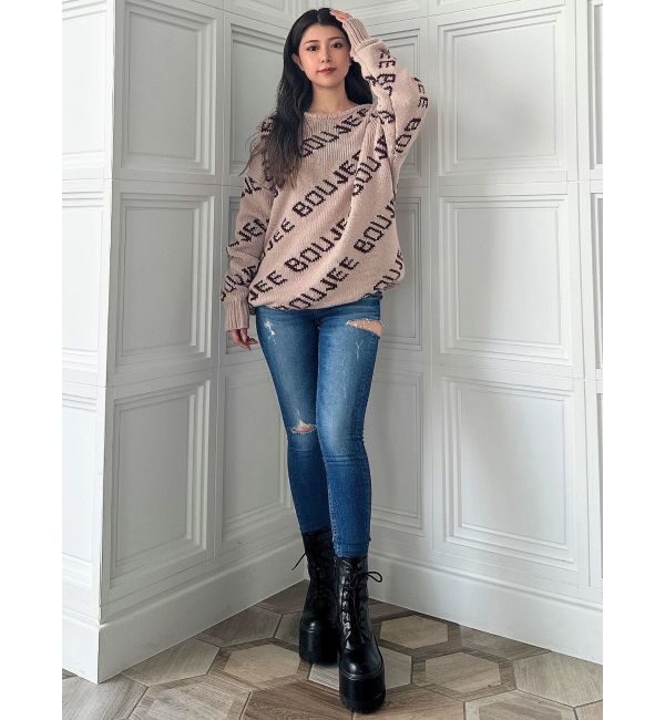 GYDA「ミドルウエストSIDE RIPPEDスキニーデニムパンツ」|デニム|